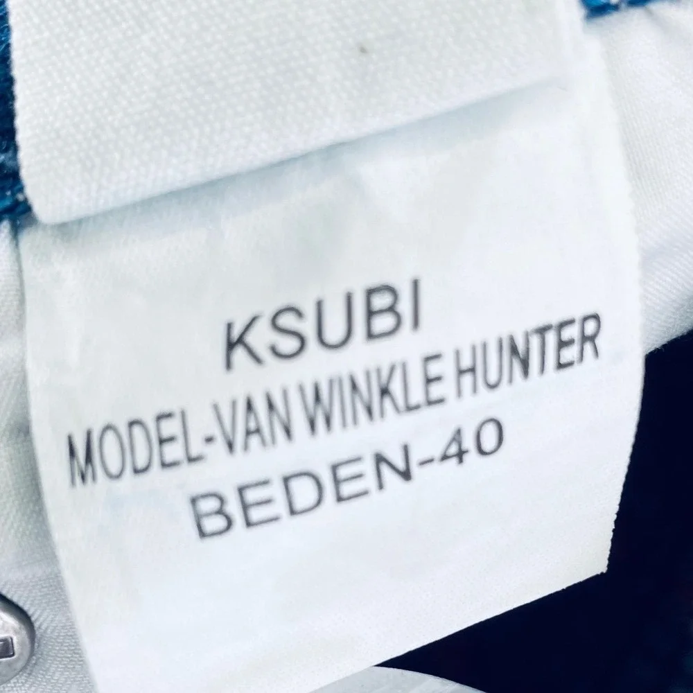 Ksubi Van Winkle Hunter Beden Men 40 Whiskered Distressed Button Fly Jeans